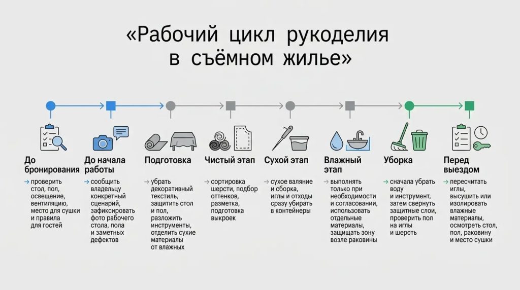 Рабочий цикл рукоделия в съемном жилье